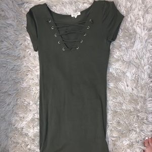 Olive green t-shirt type dress